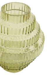 Orsina Tiered Small Green Glass Vase, Eye Catching Layered Modern Vase, Ribbed Glass Vase, Decorative Vase in Grey - thumbnail 4