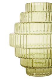 Orsina Tiered Small Green Glass Vase, Eye Catching Layered Modern Vase, Ribbed Glass Vase, Decorative Vase in Grey - thumbnail 5