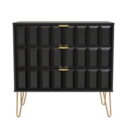 Ready Assembled 2 U Metro 3 Drawer Chest (Ready Assembled) in True Black - Size: Medium