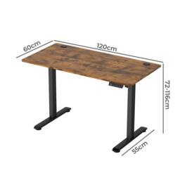 NESTLUNE Electric Standing Desk Height Adjustable in Brown - Size: 100 cm x 15 cm - thumbnail 2