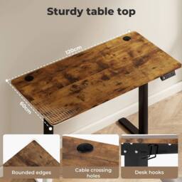NESTLUNE Electric Standing Desk Height Adjustable in Brown - Size: 100 cm x 15 cm - thumbnail 4