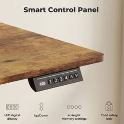 NESTLUNE Electric Standing Desk Height Adjustable in Brown - Size: 100 cm x 15 cm - thumbnail 5