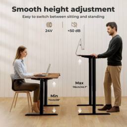 NESTLUNE Electric Standing Desk Height Adjustable in Brown - Size: 100 cm x 15 cm - thumbnail 3