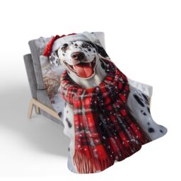 Warren Reed - Designer Christmas Dalmatian Sherpa Blanket in Black - Size: Large - thumbnail 2