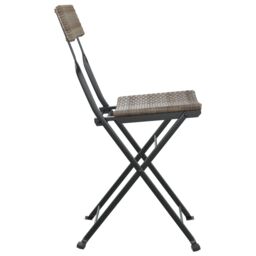 Berkfield Home Folding Bistro Chairs 6 pcs Grey Poly Rattan & Steel - thumbnail 6