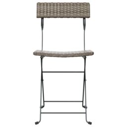 Berkfield Home Folding Bistro Chairs 6 pcs Grey Poly Rattan & Steel - thumbnail 4