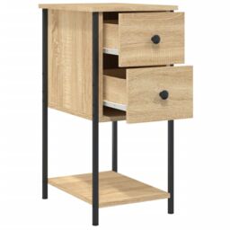 Berkfield Home Bedside Cabinets 2 pcs Sonoma Oak 32x42x70 cm Engineered Wood in Brown - Size: 32 x 42 x 70 cm - thumbnail 6