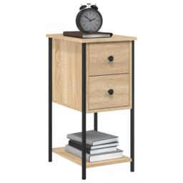 Berkfield Home Bedside Cabinets 2 pcs Sonoma Oak 32x42x70 cm Engineered Wood in Brown - Size: 32 x 42 x 70 cm - thumbnail 4