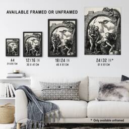 "Artery8 Harrowing of Hell Christ in Limbo Durer Framed Wall Art Print in Grey - Size: W12"" x H16""" - thumbnail 3