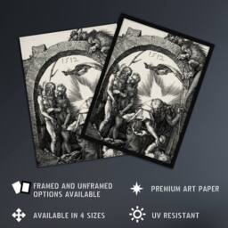 "Artery8 Harrowing of Hell Christ in Limbo Durer Framed Wall Art Print in Grey - Size: W12"" x H16""" - thumbnail 2