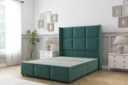 "Comfort Beds Charlie Plush Divan Base 2 Drawers - 54"" Wingback-Footboard in Emerald - Size: Small Double" - thumbnail 2