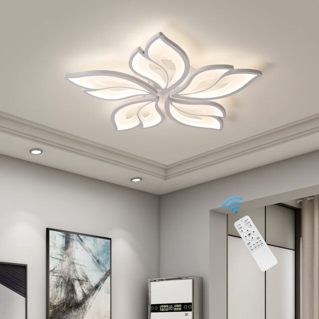 Garwarm 60W White Modern Remote Control Acrylic LED Flush Mount Leaf Lamp - image 1