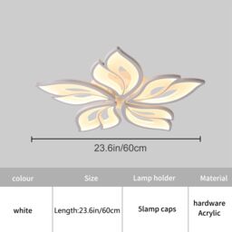 Garwarm 60W White Modern Remote Control Acrylic LED Flush Mount Leaf Lamp - thumbnail 6
