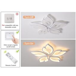 Garwarm 60W White Modern Remote Control Acrylic LED Flush Mount Leaf Lamp - thumbnail 5
