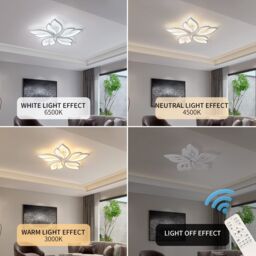 Garwarm 60W White Modern Remote Control Acrylic LED Flush Mount Leaf Lamp - thumbnail 4