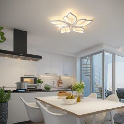 Garwarm 60W White Modern Remote Control Acrylic LED Flush Mount Leaf Lamp - thumbnail 2