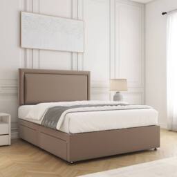 "BSSPOKE Ella Plush Velvet Divan Bed 24"" Headboard 4Drawers & Mattress in Bronze - Size: Super King" - thumbnail 3