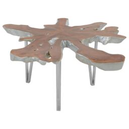 Orsina Star Top Coffee Table, Wooden Table With Irregular Edges, Metallic Silver Center Table, Coffee Table For Patio - thumbnail 2