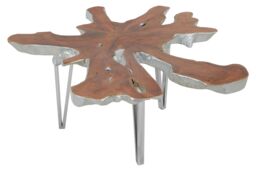Orsina Star Top Coffee Table, Wooden Table With Irregular Edges, Metallic Silver Center Table, Coffee Table For Patio - thumbnail 3
