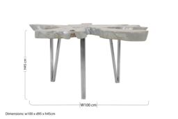 Orsina Star Top Coffee Table, Wooden Table With Irregular Edges, Metallic Silver Center Table, Coffee Table For Patio - thumbnail 5