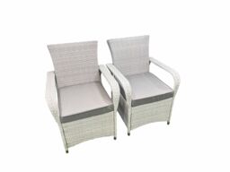 Fimous Outdoor Rattan Garden Furniture Set Patio 6 Chairs Plus Height adjustable dining table Sets Light Grey Mixed - thumbnail 6