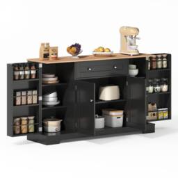 Merax Kitchen Sideboard Storage Cabinet with Drawer & Adjustable Shelves in Black - thumbnail 9