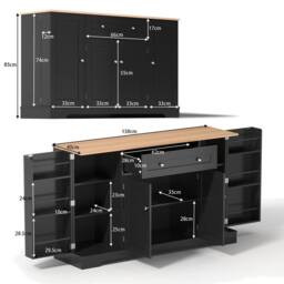 Merax Kitchen Sideboard Storage Cabinet with Drawer & Adjustable Shelves in Black - thumbnail 6