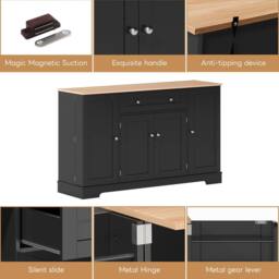 Merax Kitchen Sideboard Storage Cabinet with Drawer & Adjustable Shelves in Black - thumbnail 5