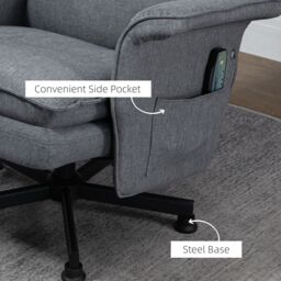 HOMCOM Swivel Recliner Chair & Footstool Massage Recliner Armchair in Grey - thumbnail 5