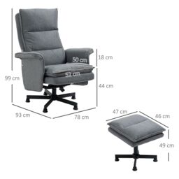 HOMCOM Swivel Recliner Chair & Footstool Massage Recliner Armchair in Grey - thumbnail 3