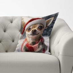Warren Reed - Designer Christmas Chihuahua Cushion in Yellow - Size: 60 cm x 60 cm - thumbnail 3