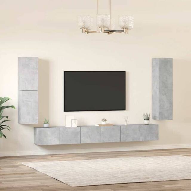 Berkfield Home Classic 7 Piece TV Cabinet Set Concrete Grey Engineered Wood - image 1