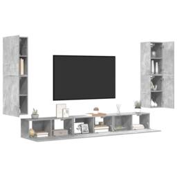 Berkfield Home Classic 7 Piece TV Cabinet Set Concrete Grey Engineered Wood - thumbnail 4