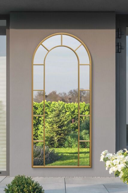 "MirrorOutlet Gold Framed Arched Leaner Garden Wall Mirror 75"" X 33"" (190CM X 85CM) - Size: 1 Pack" - image 1