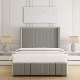 "BSSPOKE Zoe Divan Bed Plush Velvet 54""Headboard 2 Drawers Footend No Mattress in Silver - Size: Double" - thumbnail 3