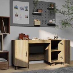 Berkfield Home Desk Sonoma Oak 140x50x75 cm Engineered Wood in Brown - Size: 140 x 50 x 75 cm - thumbnail 3