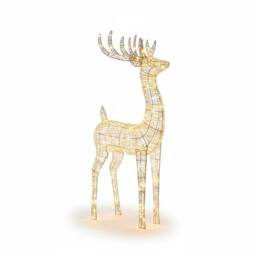 Pegdev 118cm Outdoor Metal Silver Deer 600 Warm White LEDs Garden Decor - thumbnail 1