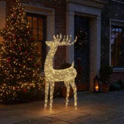 Pegdev 118cm Outdoor Metal Silver Deer 600 Warm White LEDs Garden Decor - thumbnail 3