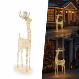 Pegdev 118cm Outdoor Metal Silver Deer 600 Warm White LEDs Garden Decor - thumbnail 4
