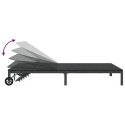 Berkfield Home Sunbed with Cushions & Wheels 2-Person Black Poly Rattan - thumbnail 9