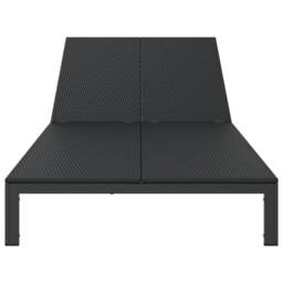 Berkfield Home Sunbed with Cushions & Wheels 2-Person Black Poly Rattan - thumbnail 5