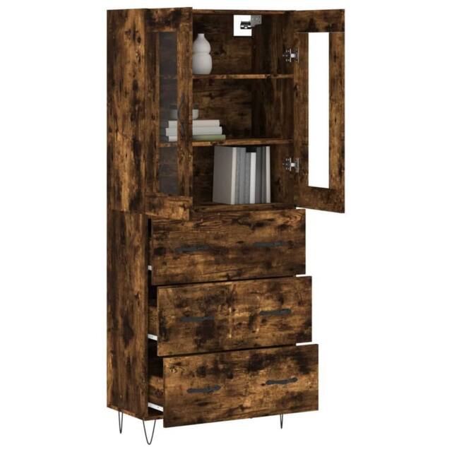 Berkfield Home Highboard Smoked Oak 69.5x34x180 cm Engineered Wood in Brown - image 1