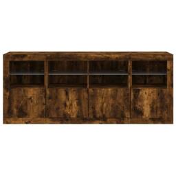 Berkfield Home Sideboard with LED Lights Smoked Oak 163x37x67 cm in Brown - Size: 163 x 37 x 67 cm - thumbnail 6