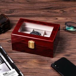 Xample 3/10/12 Watches Display Case Jewelry Collection Storage Organizer Leather Box in Maroon - Size: Small - thumbnail 3