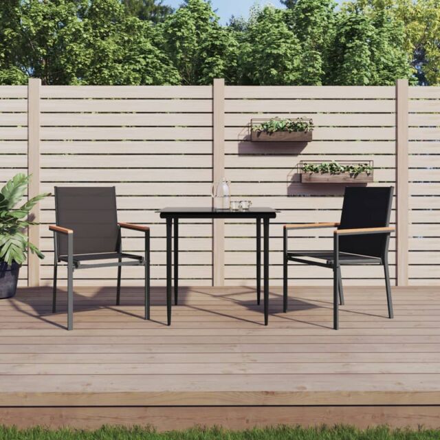 Berkfield Home Garden Chairs 2 pcs Black 55x61.5x90 cm Textilene & Steel - image 1