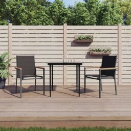 Berkfield Home Garden Chairs 2 pcs Black 55x61.5x90 cm Textilene & Steel - thumbnail 1