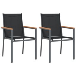 Berkfield Home Garden Chairs 2 pcs Black 55x61.5x90 cm Textilene & Steel - thumbnail 2