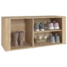 Berkfield Home Shoe Cabinet Sonoma Oak 100x35x45 cm Engineered Wood in Beige - Size: 100 x 35 x 45 cm - thumbnail 4