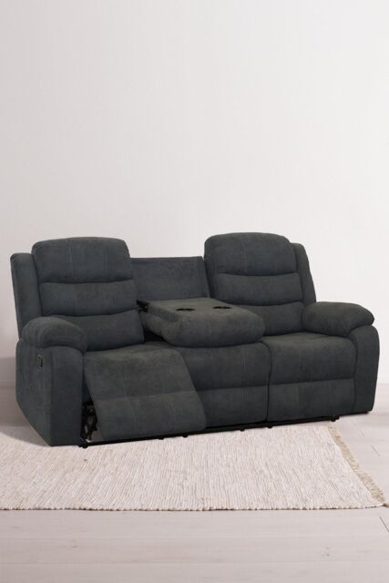More4Homes Boston 3 Seater Fabric Manual Recliner Sofa in Grey - image 1