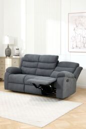 More4Homes Boston 3 Seater Fabric Manual Recliner Sofa in Grey - thumbnail 9